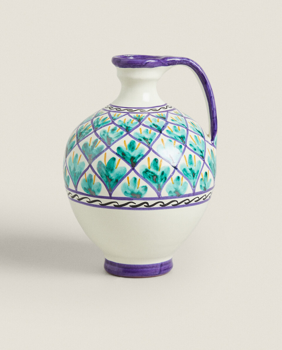ARROYO DE LA LUZ ENAMELLED EARTHENWARE VASE WITH HANDLE Zara Home UAE