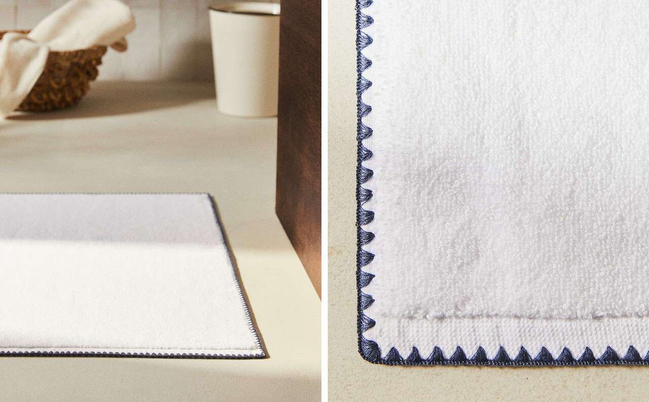 BATH MAT WITH CONTRAST TOPSTITCHING
