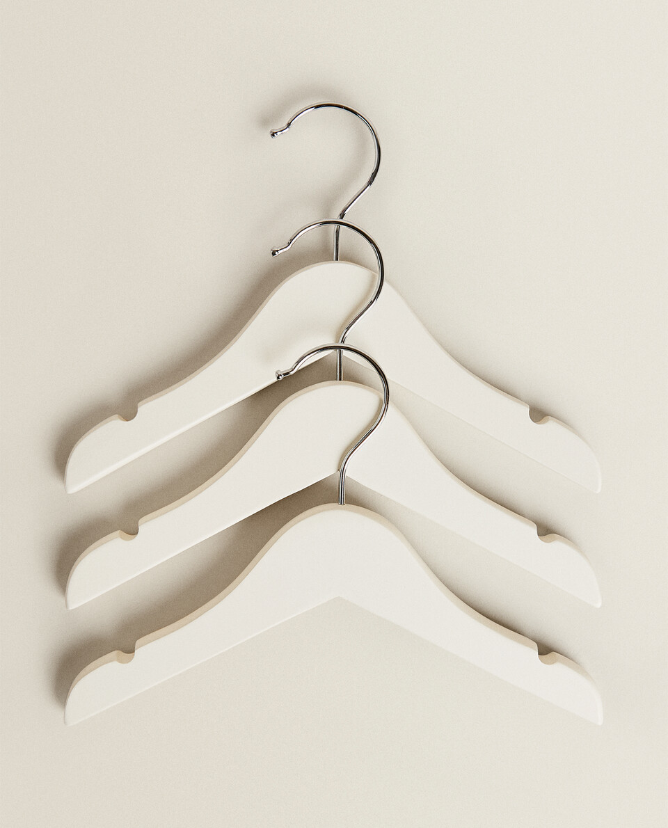 White wooden cheap baby coat hangers