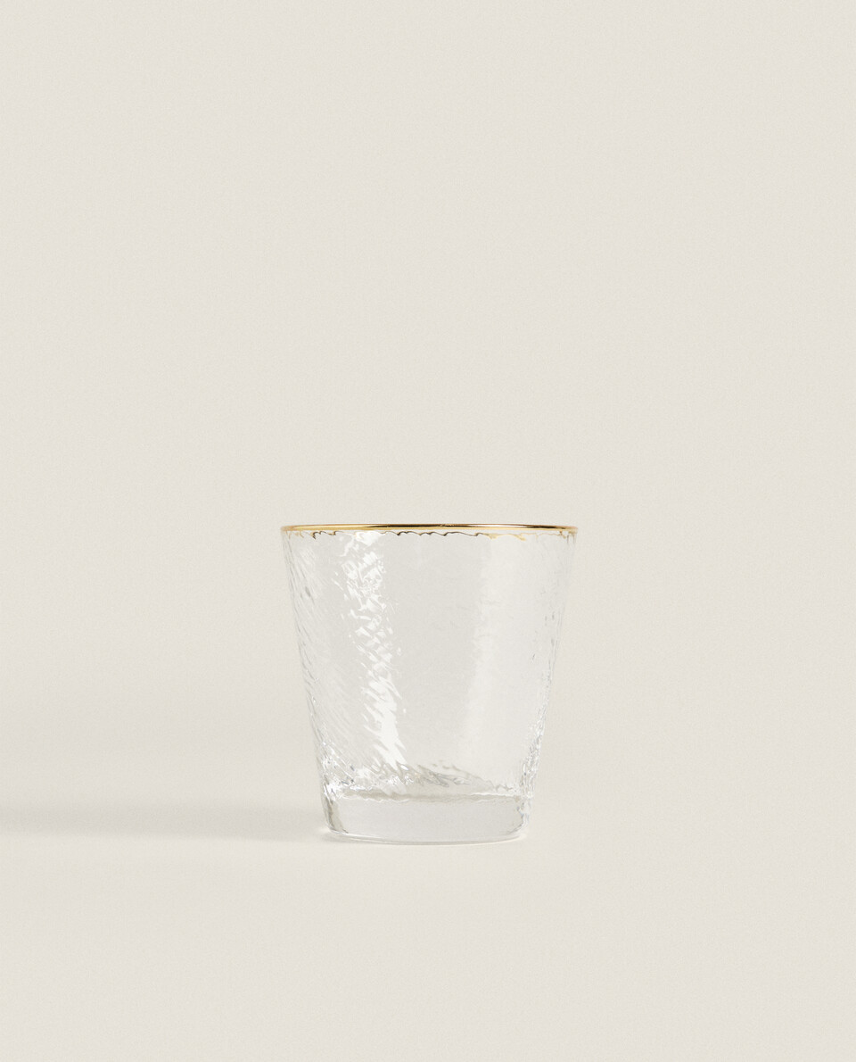 BOROSILICATE GLASS TUMBLER WITH GOLD RIM | Zara Home 日本/Japan