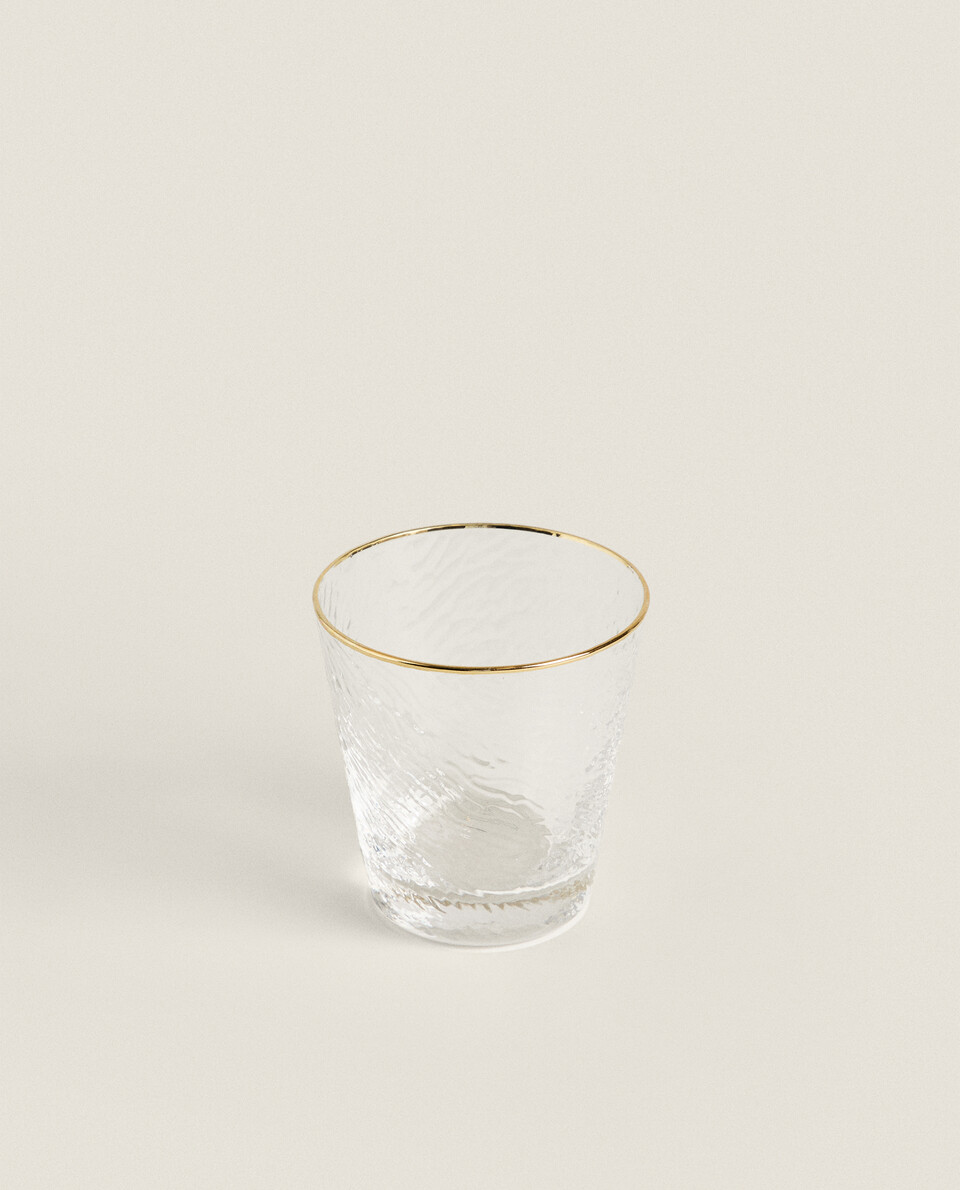 BOROSILICATE GLASS TUMBLER WITH GOLD RIM