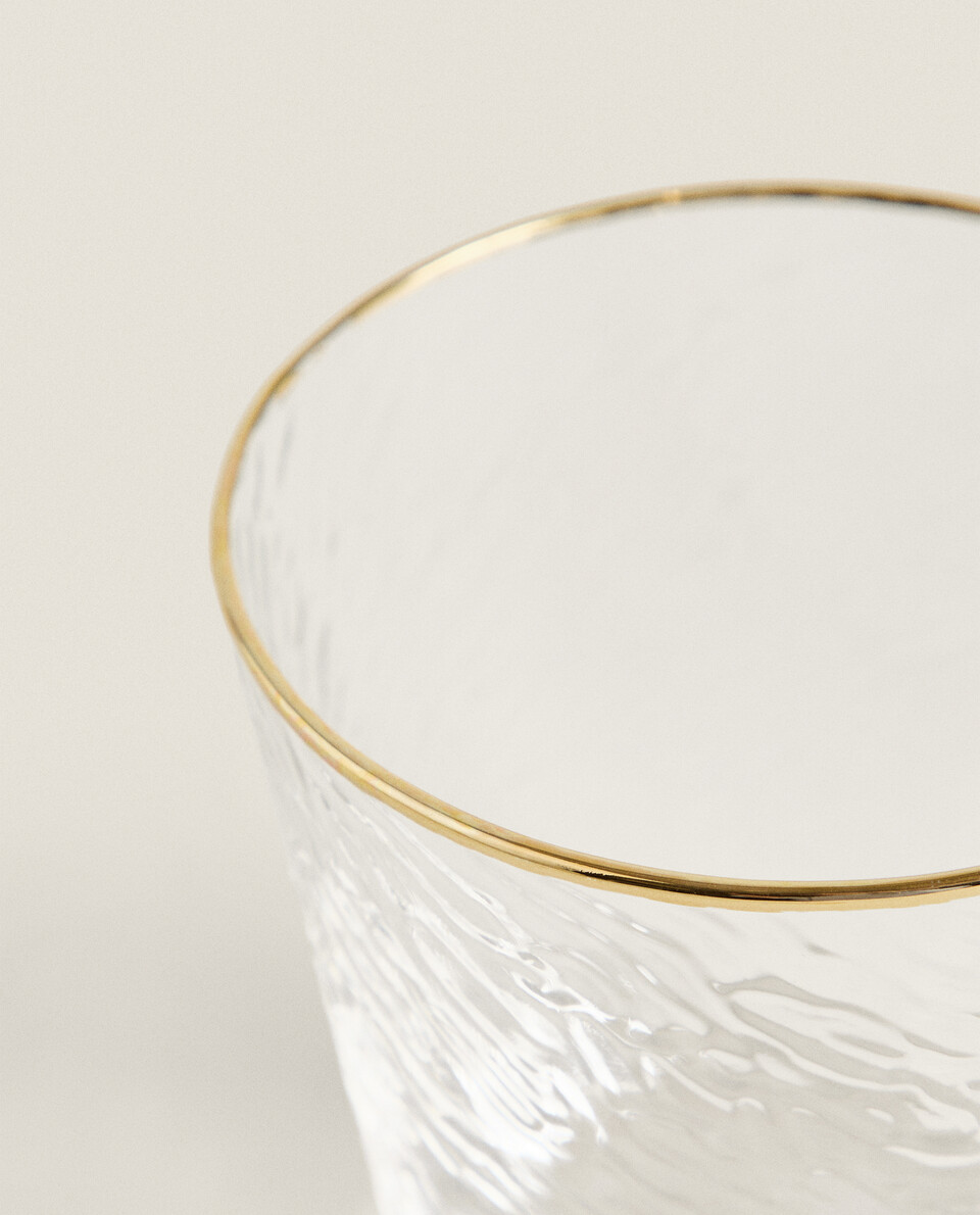 BOROSILICATE GLASS TUMBLER WITH GOLD RIM