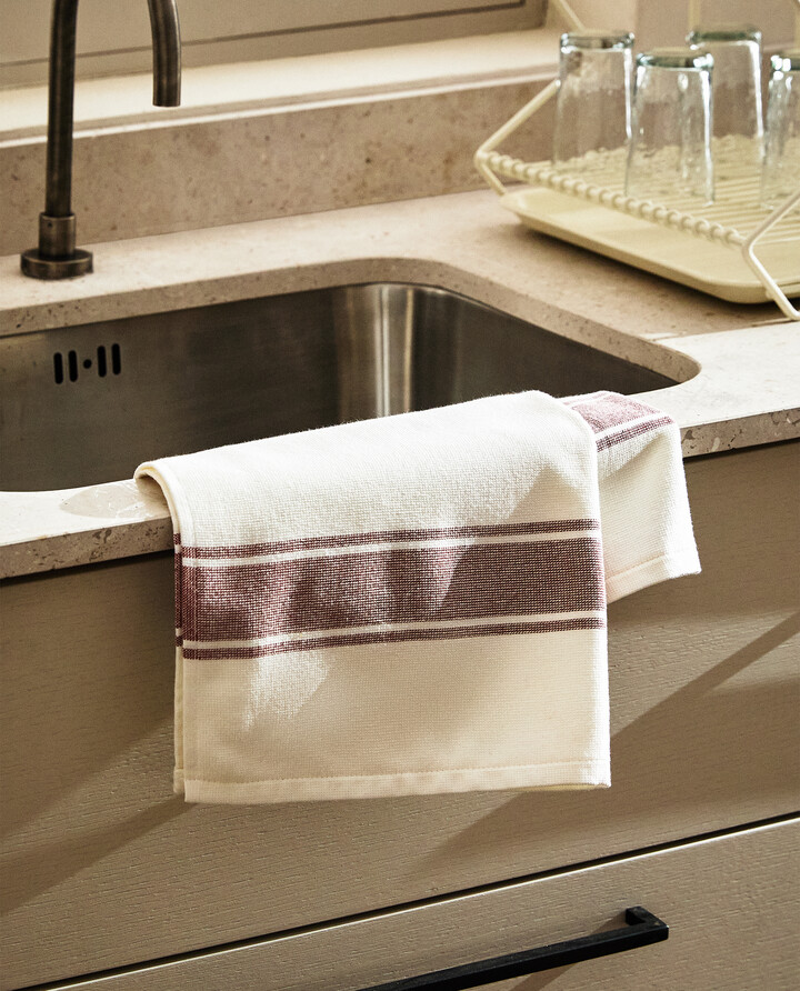 Zara Home Waffle Knit Kitchen Towel Set 3 Piece Pack 15.8 x 15.8 Assorted