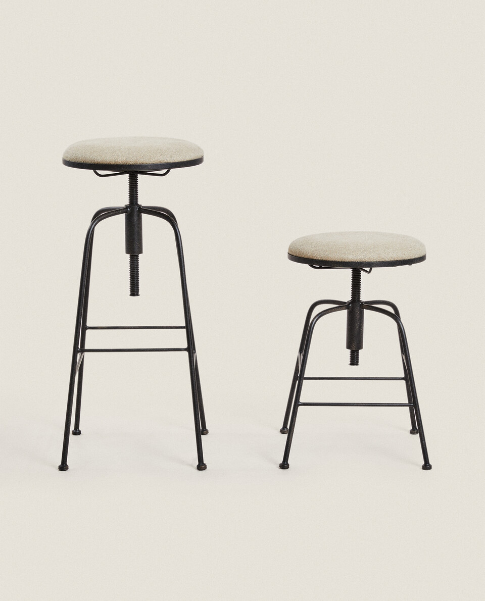 LINEN SWIVEL STOOL Zara Home UAE DUBAI/SHARJAH/AJMAN/UAQ/FUJAIRAH