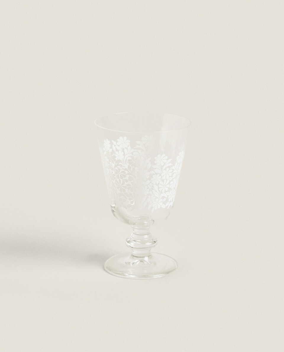 GLASS WITH FLORAL PRINT