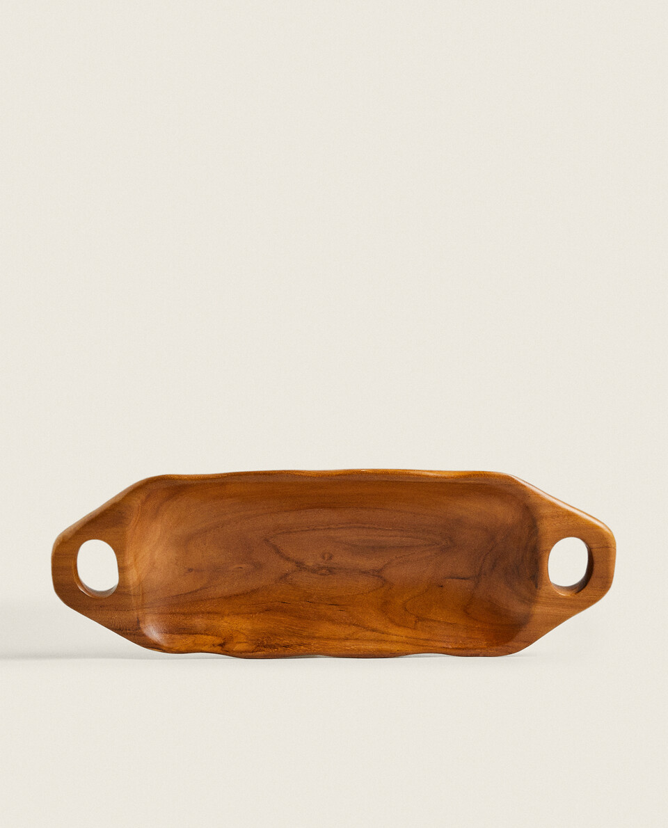 TEAK TRAY WITH HANDLES Zara Home UAE DUBAI/SHARJAH/AJMAN/UAQ/FUJAIRAH