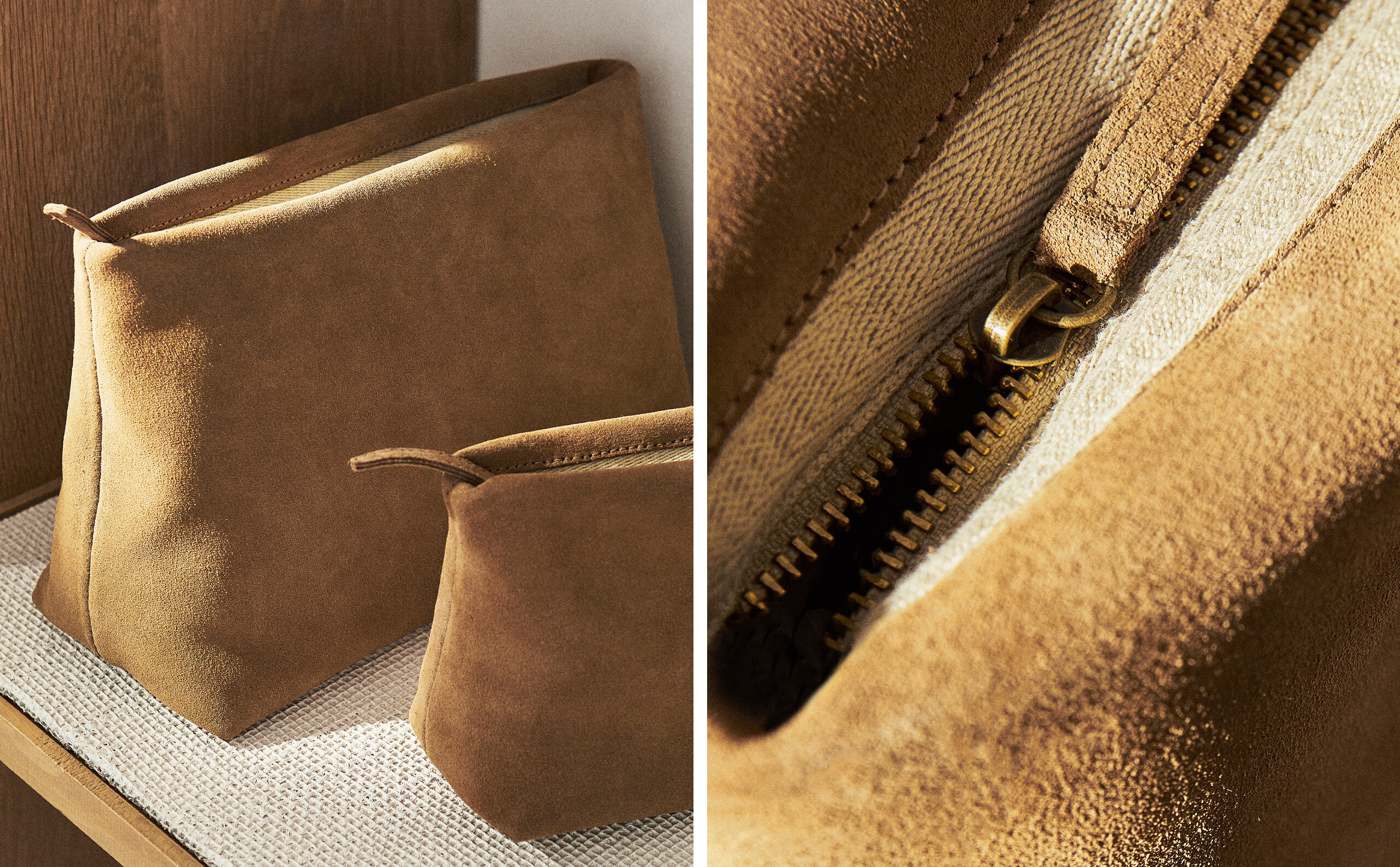 MEDIUM SPLIT LEATHER WASH BAG