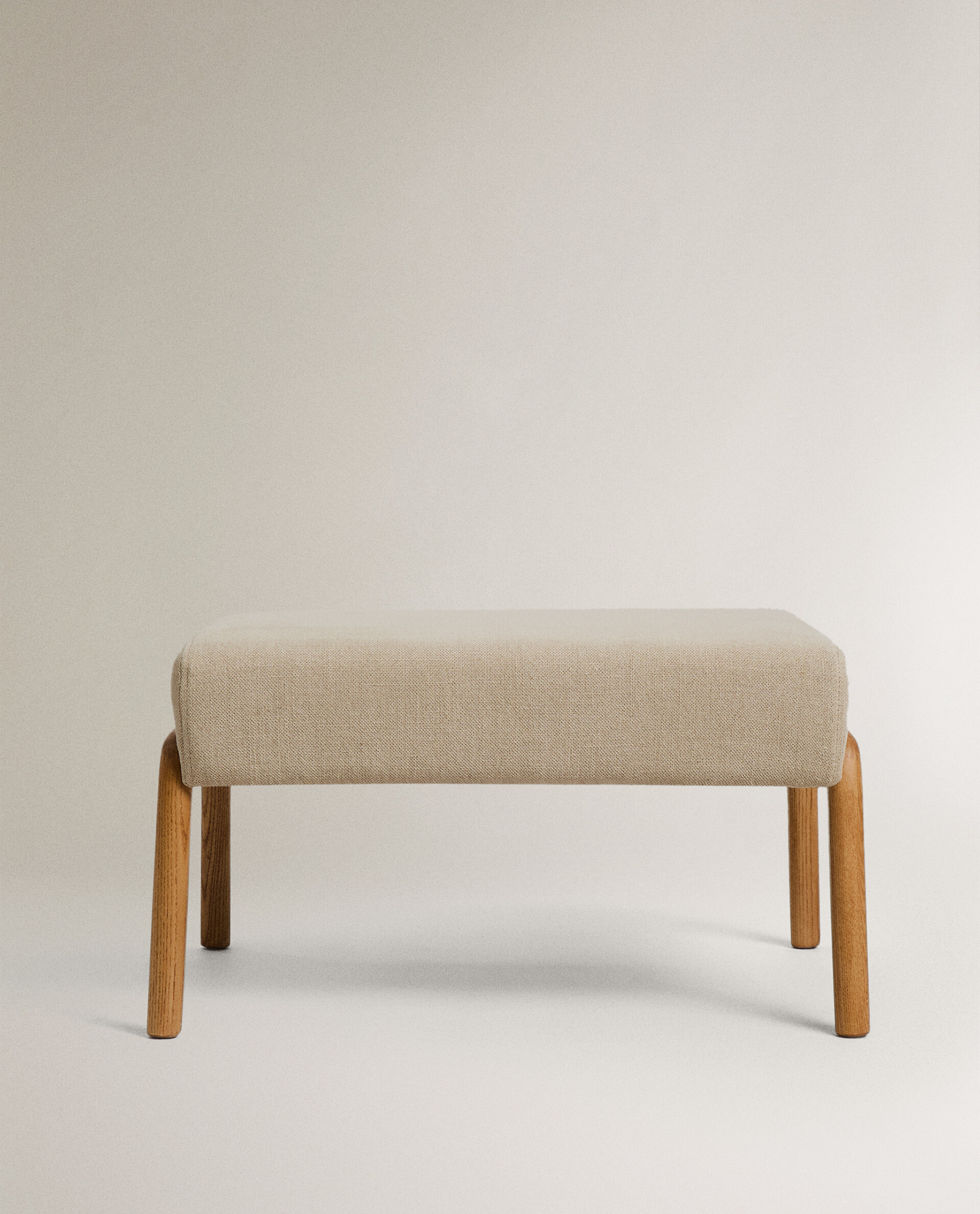 ASH WOOD AND LINEN FOOTREST STOOL