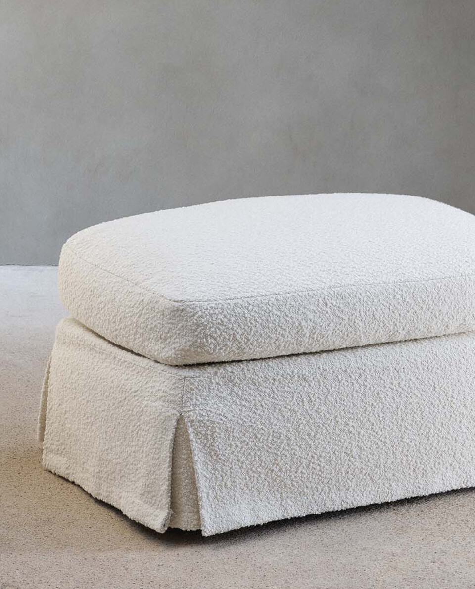Zara Home Footstool 01 Boucle Cover Cream