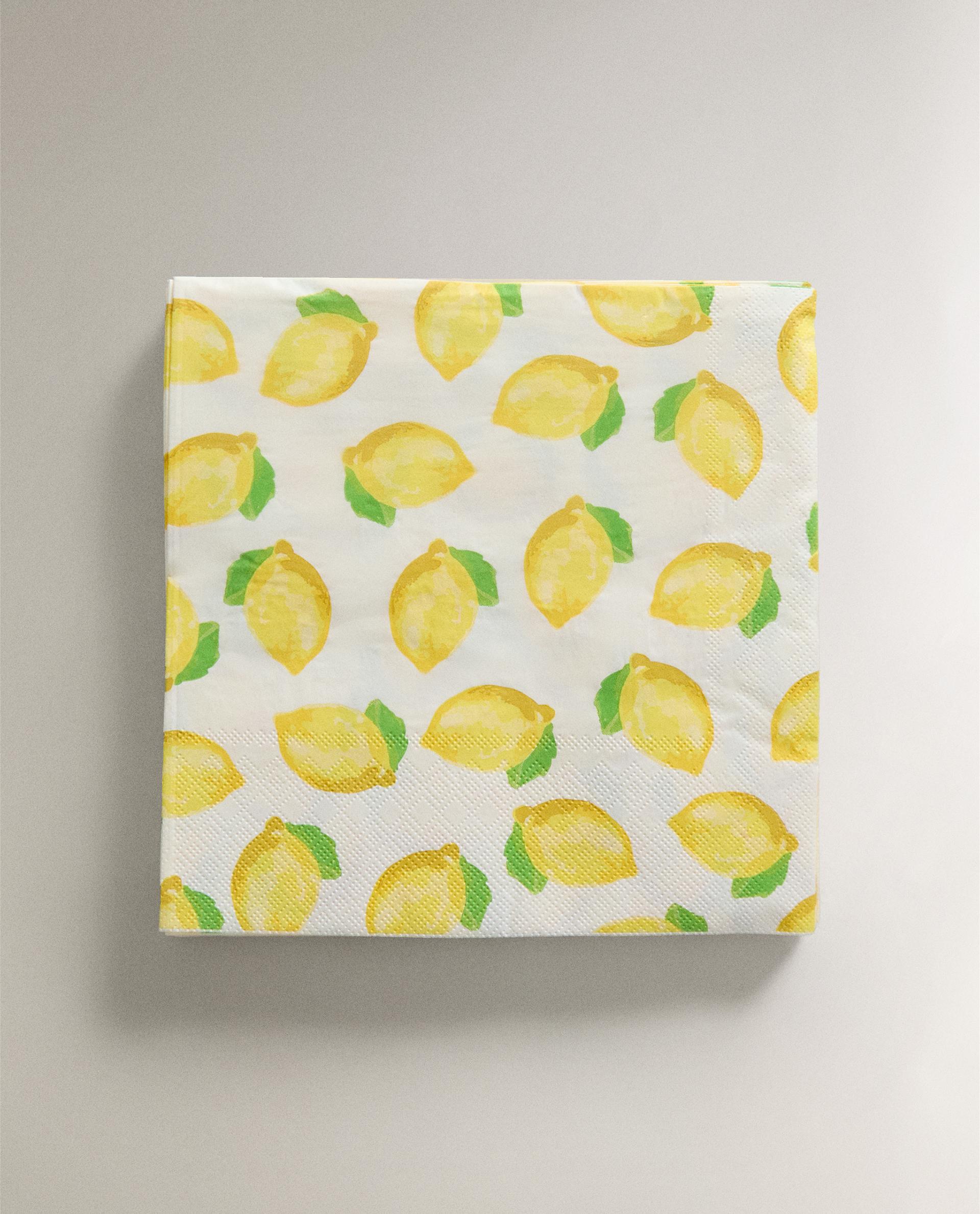 SERVIETTE DE TABLE PAPIER CITRONS (LOT DE 20)