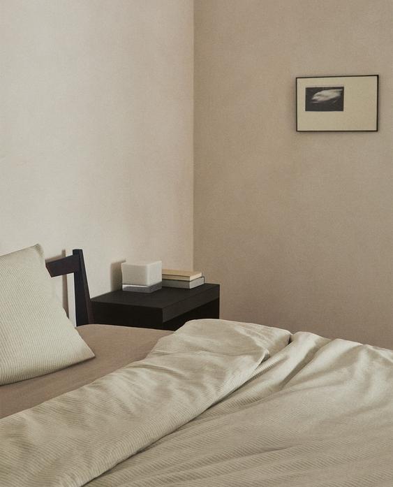 STRIPED LINEN AND COTTON DUVET COVER