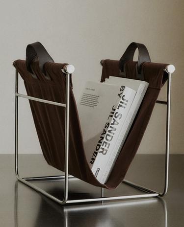 COTTON AND LEATHER MAGAZINE RACK