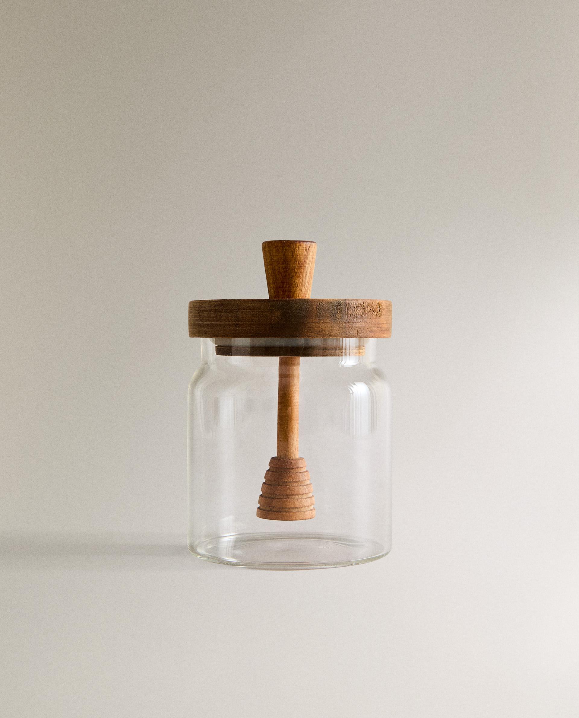BOROSILICATE GLASS AND WOOD HONEY JAR product thumbnail 2