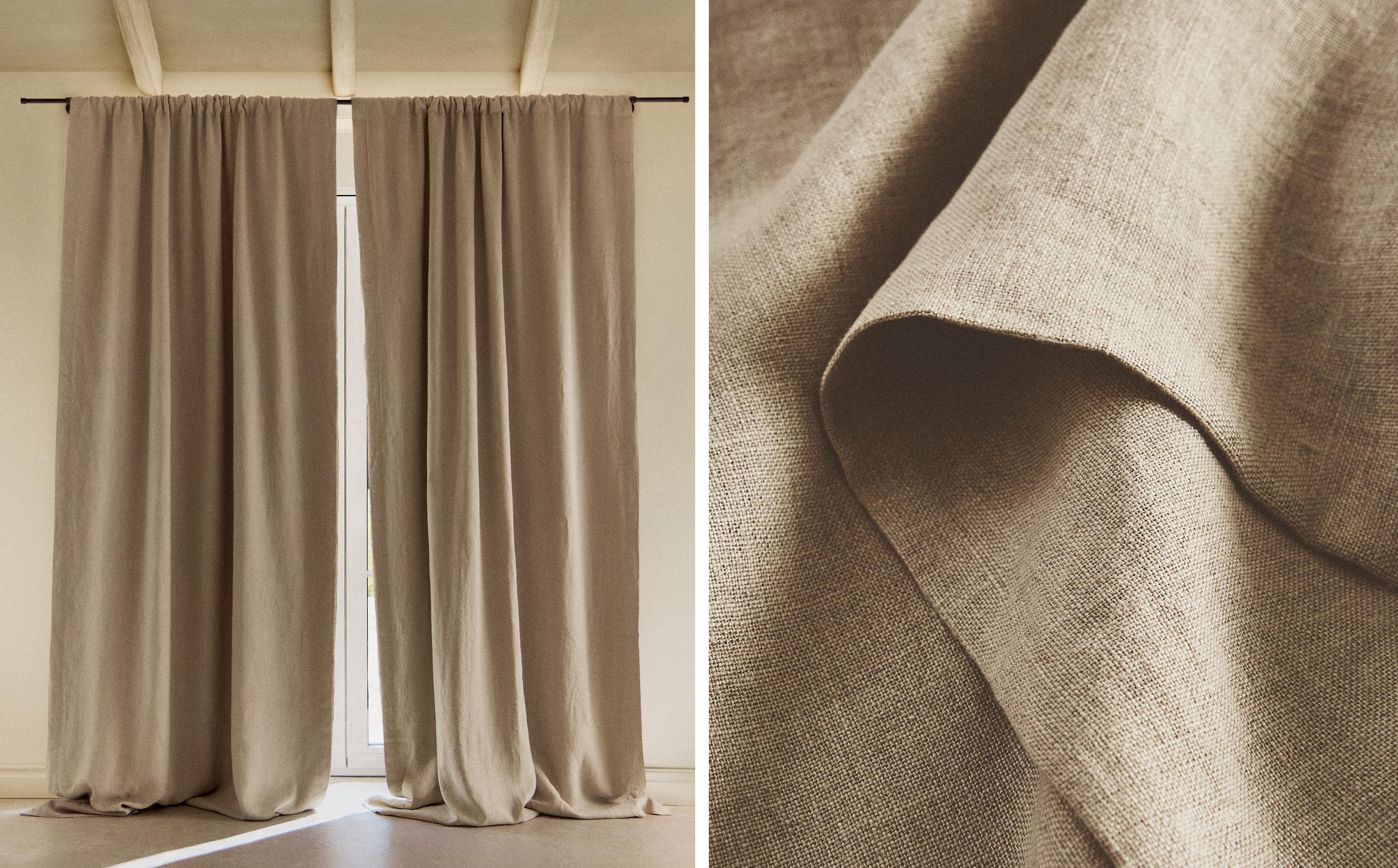 ZARA HOME リネン カーテン135x270 cm 2枚セット 高遮光性 コットンリネン カーテン | Zara Home 日本/Japan