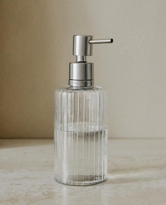 RAISED GLASS AND METAL SOAP DISPENSER RAISED GLASS AND METAL SOAP DISPENSER