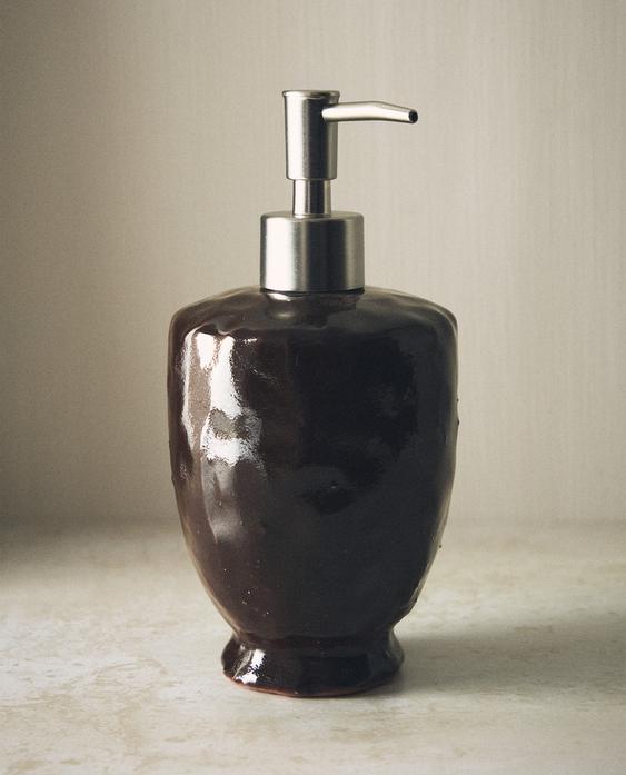PORTA-SABONETE LÍQUIDO DE CERÂMICA MARROM