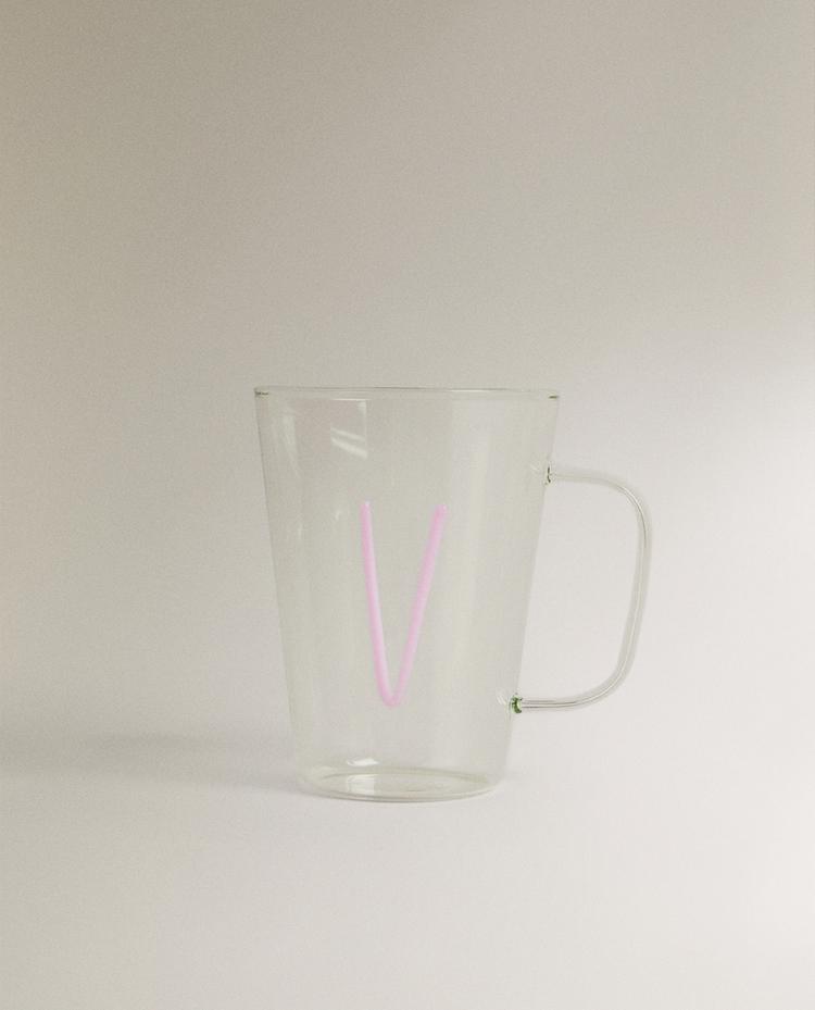 BOROSILICATE MUG WITH INITIAL V