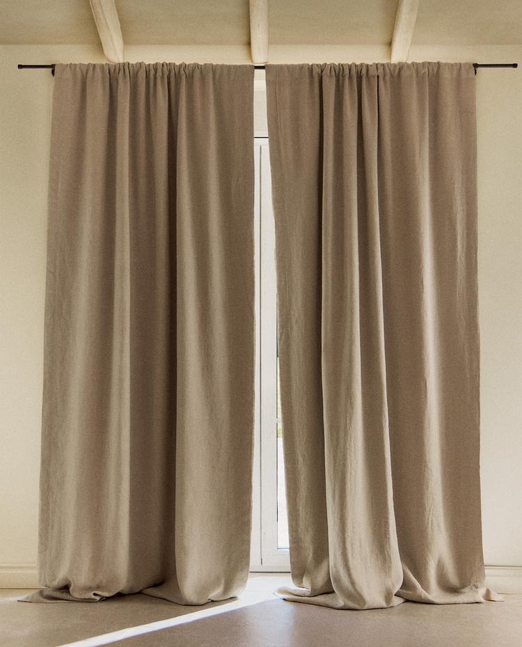 JASNOBEŻOWA LNIANA ZASŁONA ZACIEMNIAJĄCA