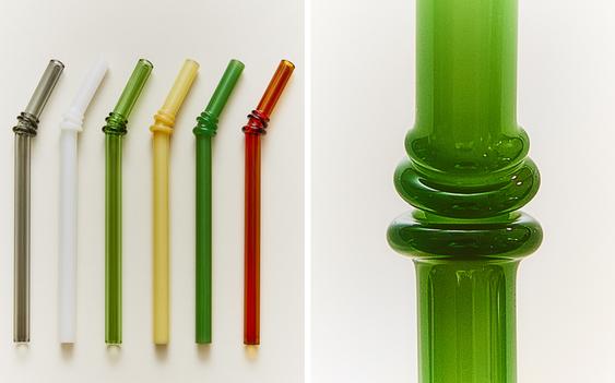 PACK OF COLOURED GLASS STRAWS (PACK OF 6)