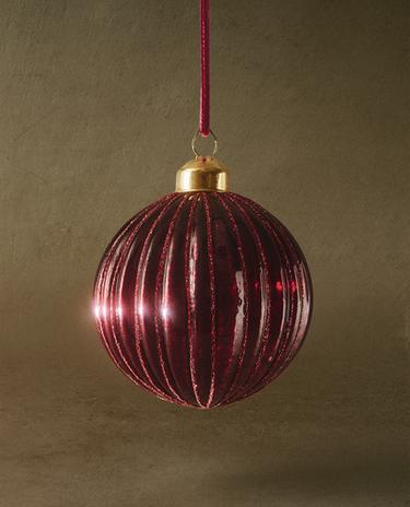 BOROSILICATE STRIPED CHRISTMAS TREE BAUBLE