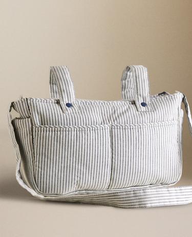 STRIPED COTTON MATERNITY BAG