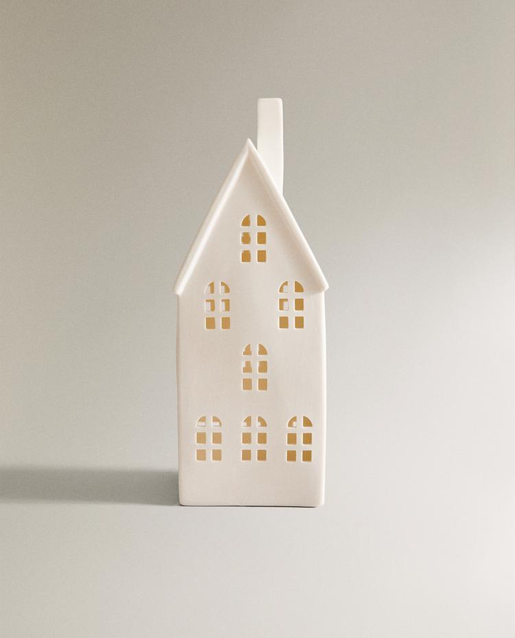 STONEWARE LIGHT-UP HOUSE CHRISTMAS DECORATION