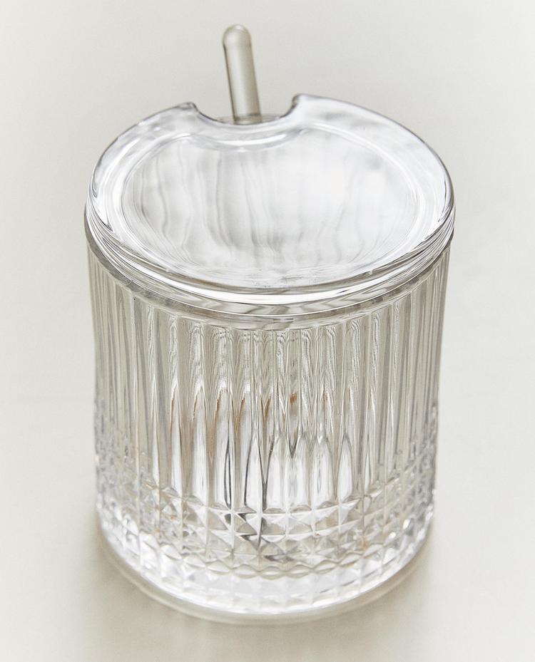 SUCRIER VERRE RELIEF GÉOMÉTRIQUE