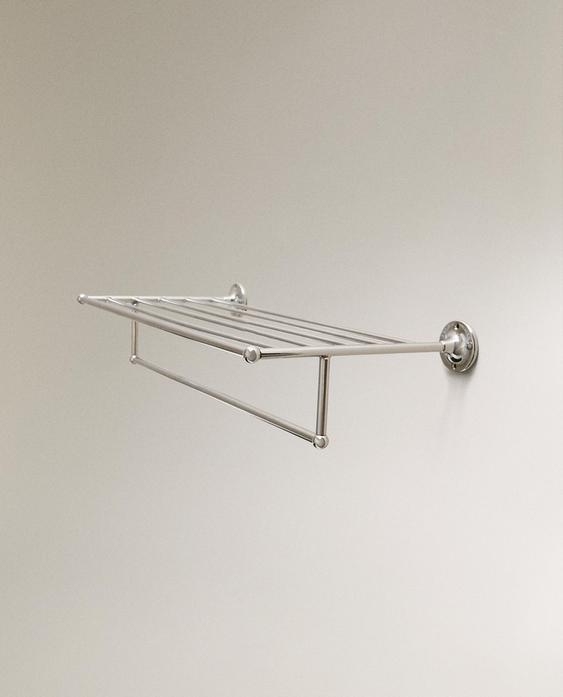 SILVER METAL BATHROOM SHELF