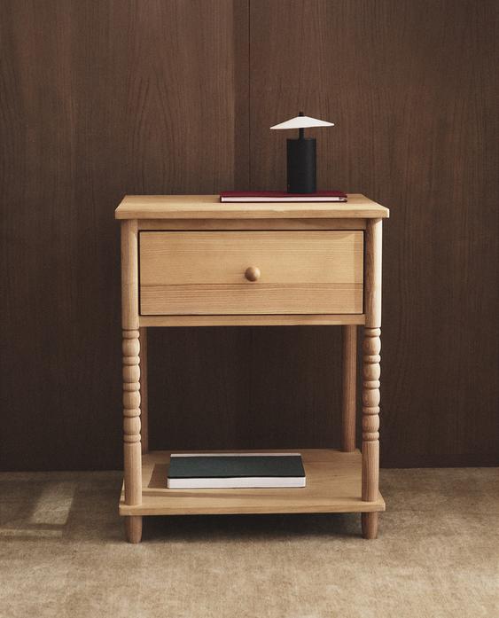 WOODEN BEDSIDE TABLE