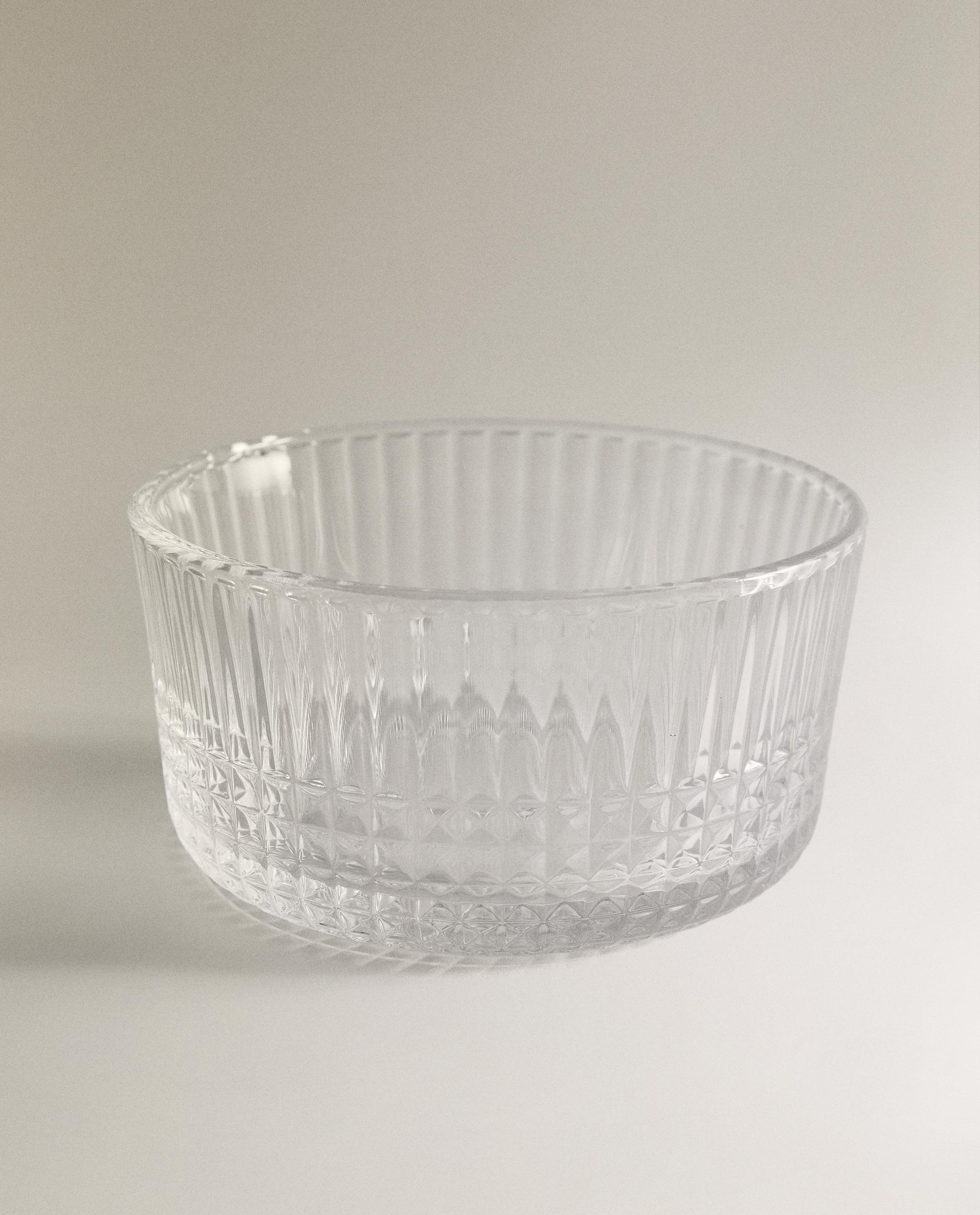 GLASS MINI BOWL WITH RAISED GEOMETRIC DESIGN product thumbnail 6