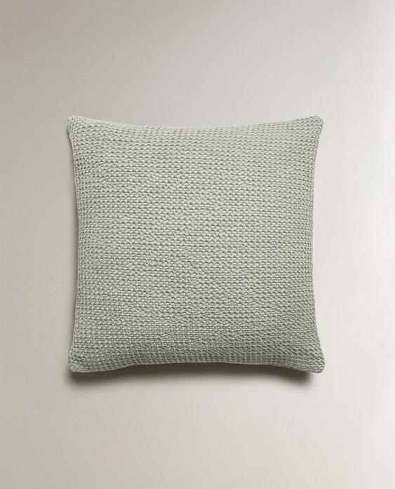 WAFFLE-KNIT CUSHION COVER