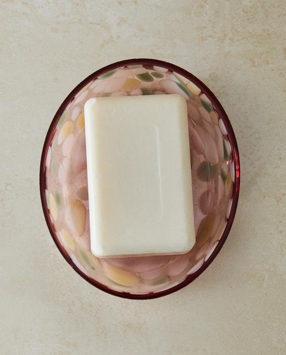 フローラル ガラス ソープディッシュ