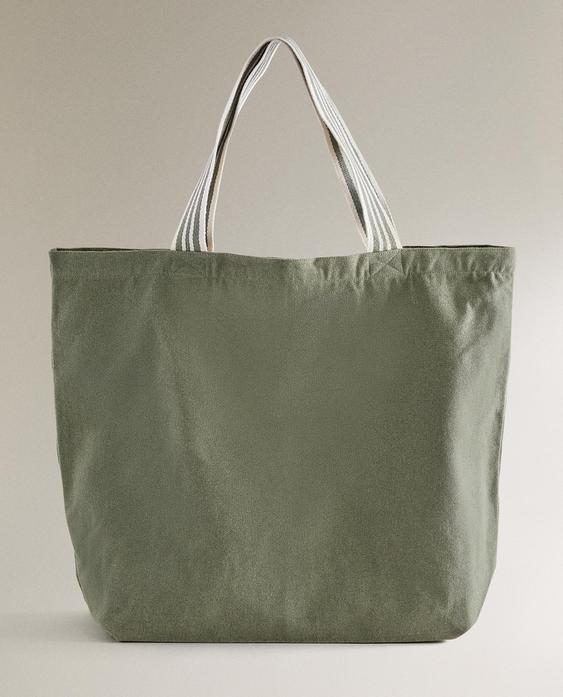 REVERSIBLE STRIPED FABRIC TOTE BAG REVERSIBLE STRIPED FABRIC TOTE BAG