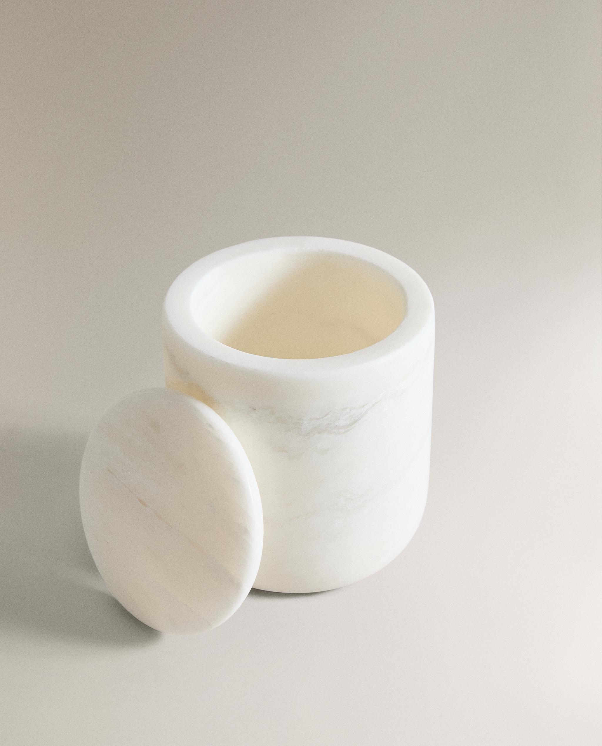 WHITE MARBLE BATHROOM ORGANISER JAR