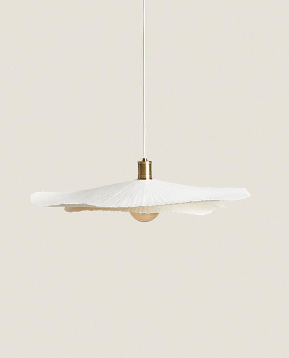 Large Ecru Ceiling Lamp with Golden Detail