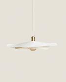 Large Ecru Ceiling Lamp with Golden Detail