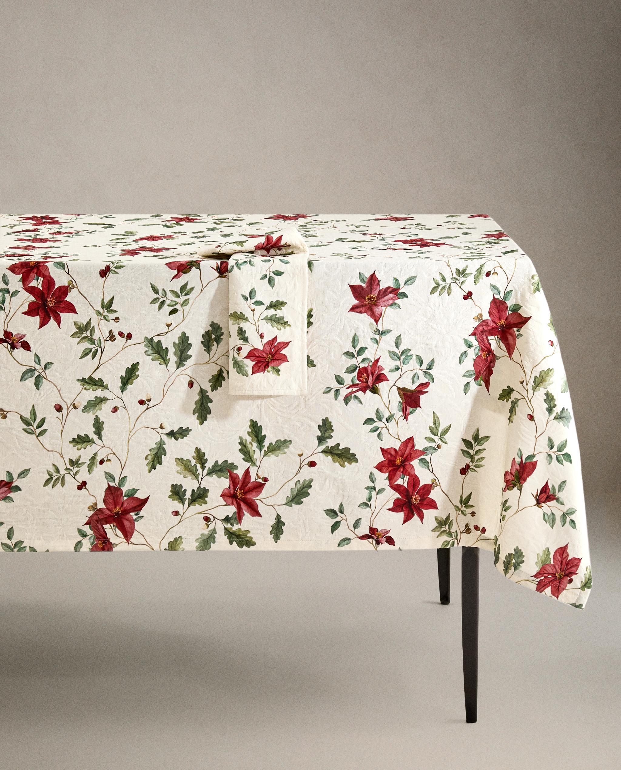 クリスマス花柄ジャカードコットンテーブルクロス | Zara Home 日本/Japan