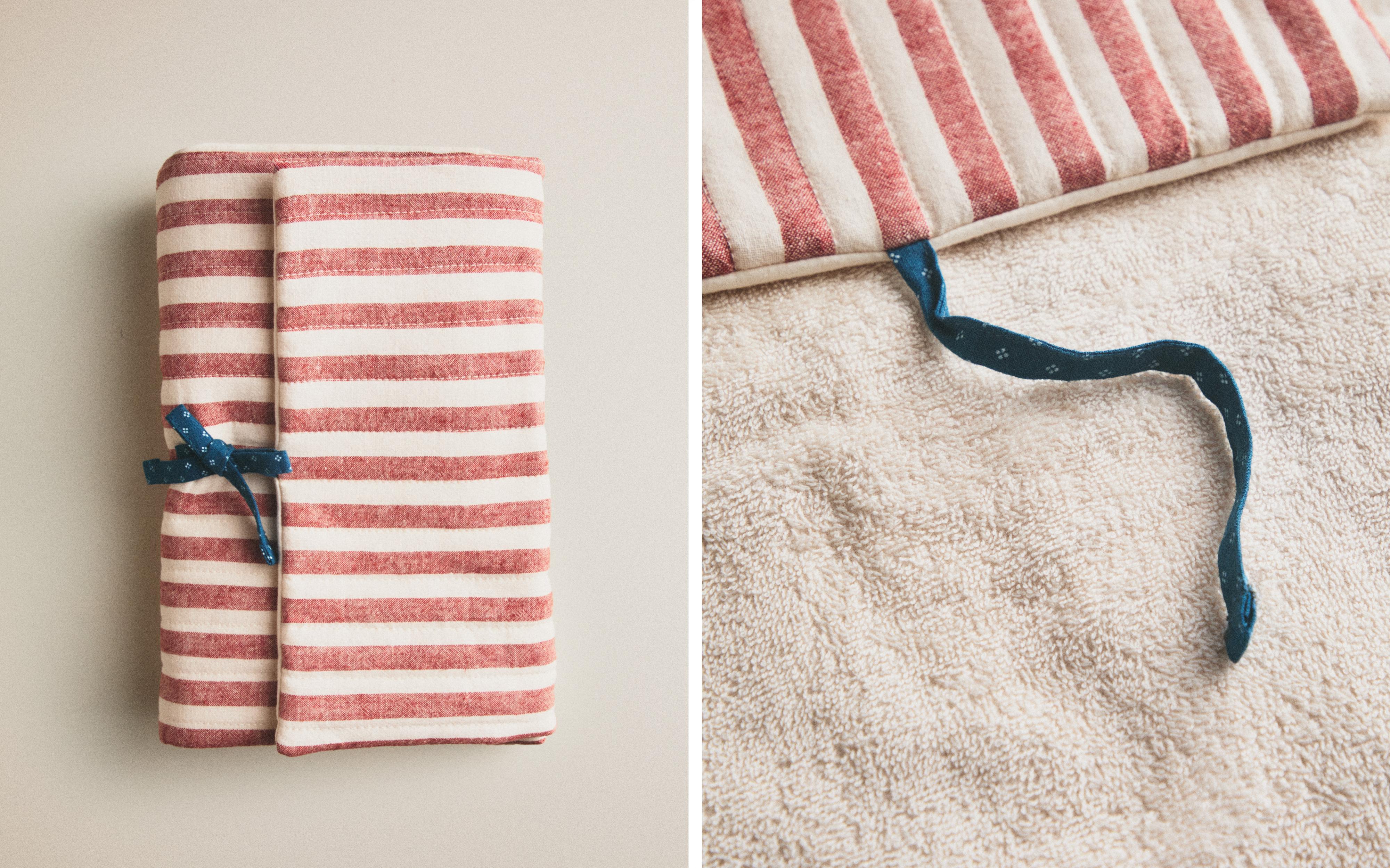 PORTABLE STRIPED BABY CHANGING MAT
