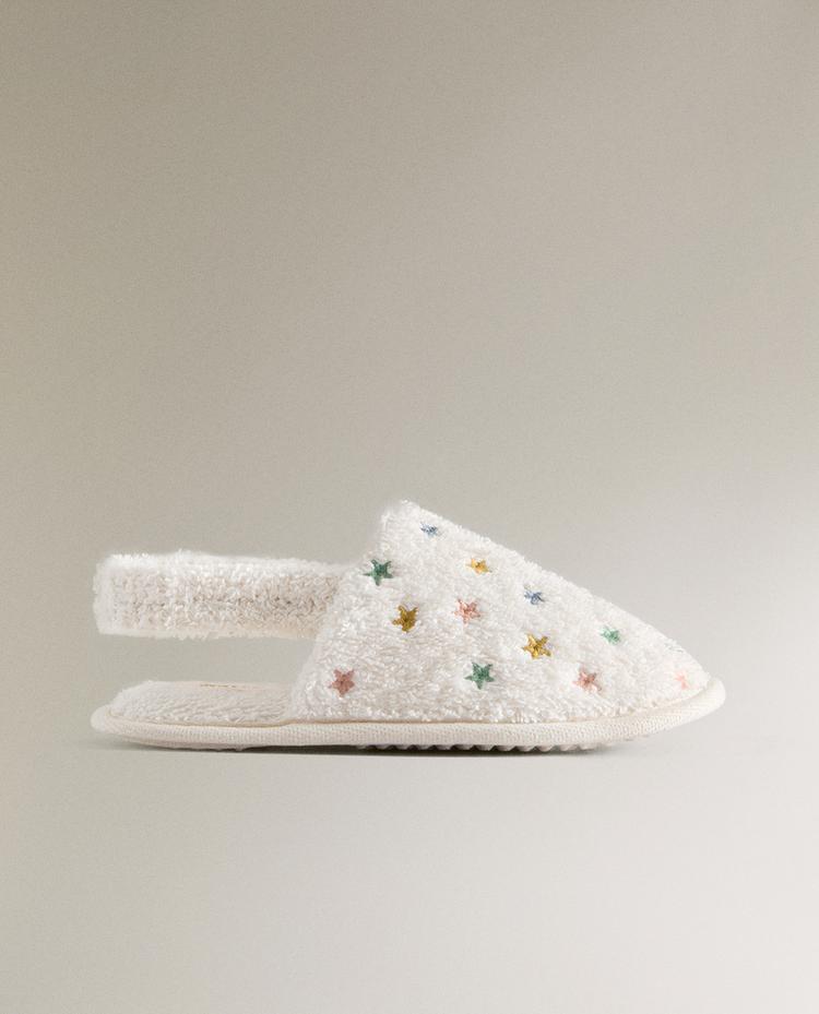 STAR PRINT TERRY BATHROOM SLIPPERS