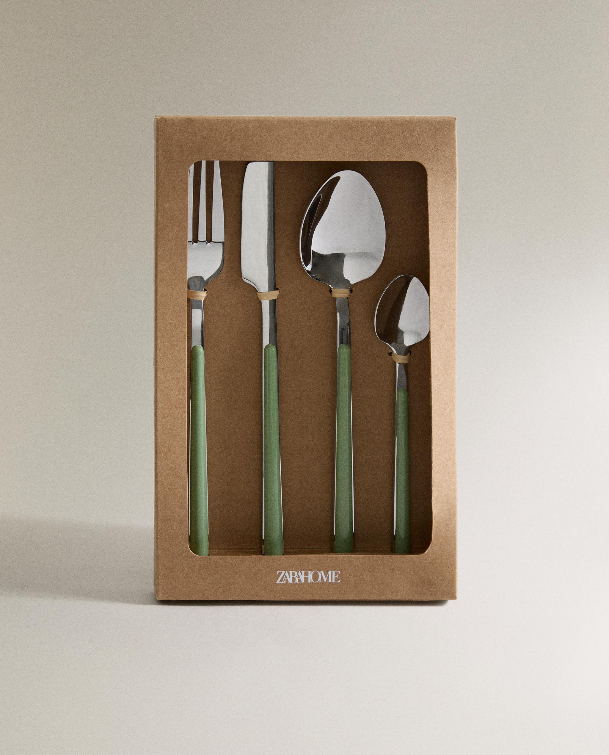 CUTLERY SET WITH GREEN HANDLE (SET OF 4) product thumbnail 2