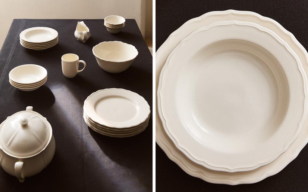 AARDEWERKEN SERVIESSET MET RELIËF RAND