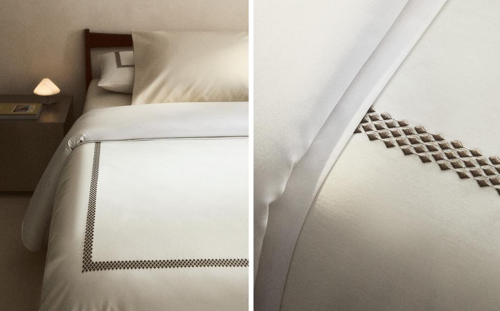 GEOMETRIC EMBROIDERED SATEEN DUVET COVER GEOMETRIC EMBROIDERED SATEEN DUVET COVER