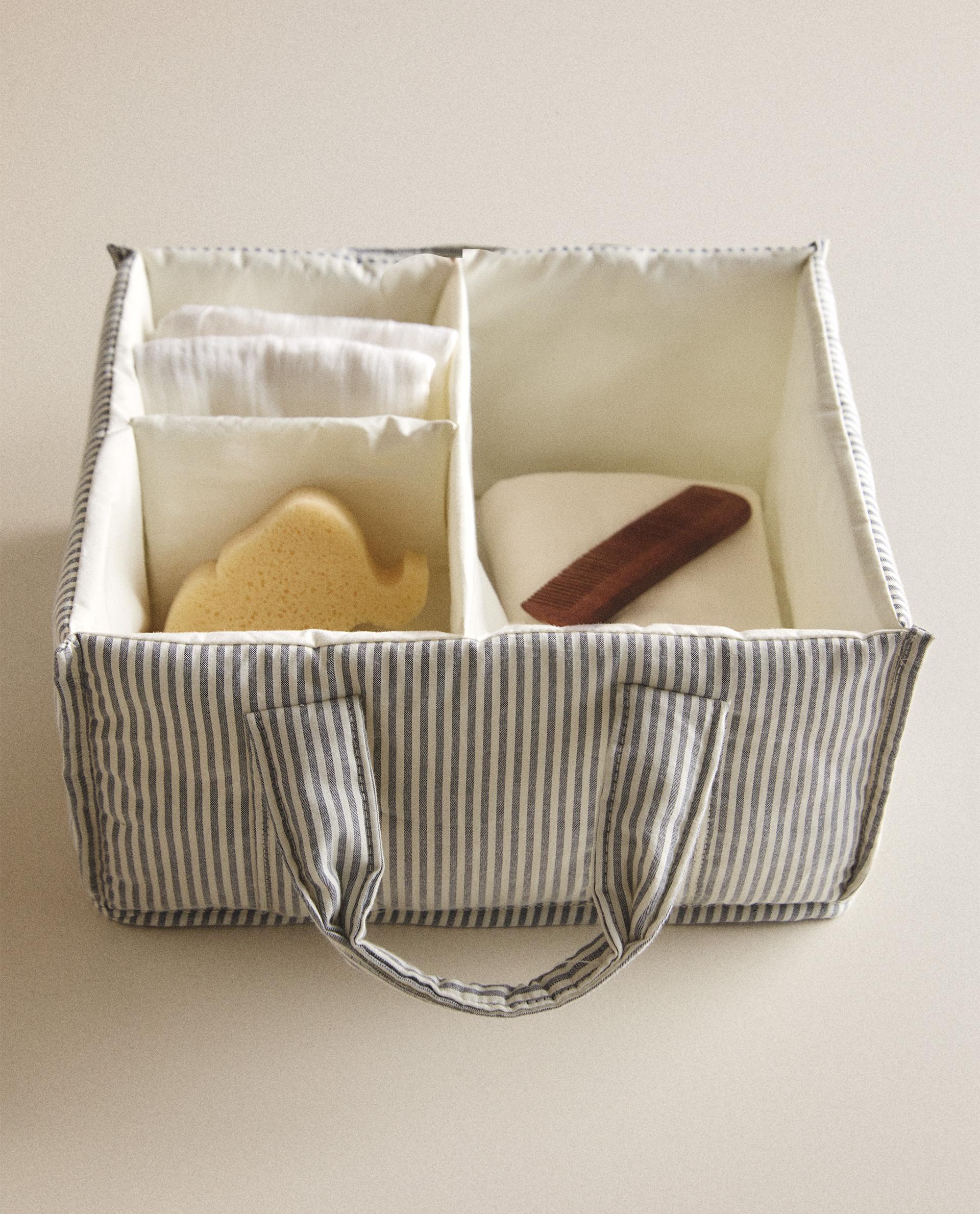 STRIPED BABY CLOTHES ORGANISER WITH HANDLE STRIPED BABY CLOTHES ORGANISER WITH HANDLE
