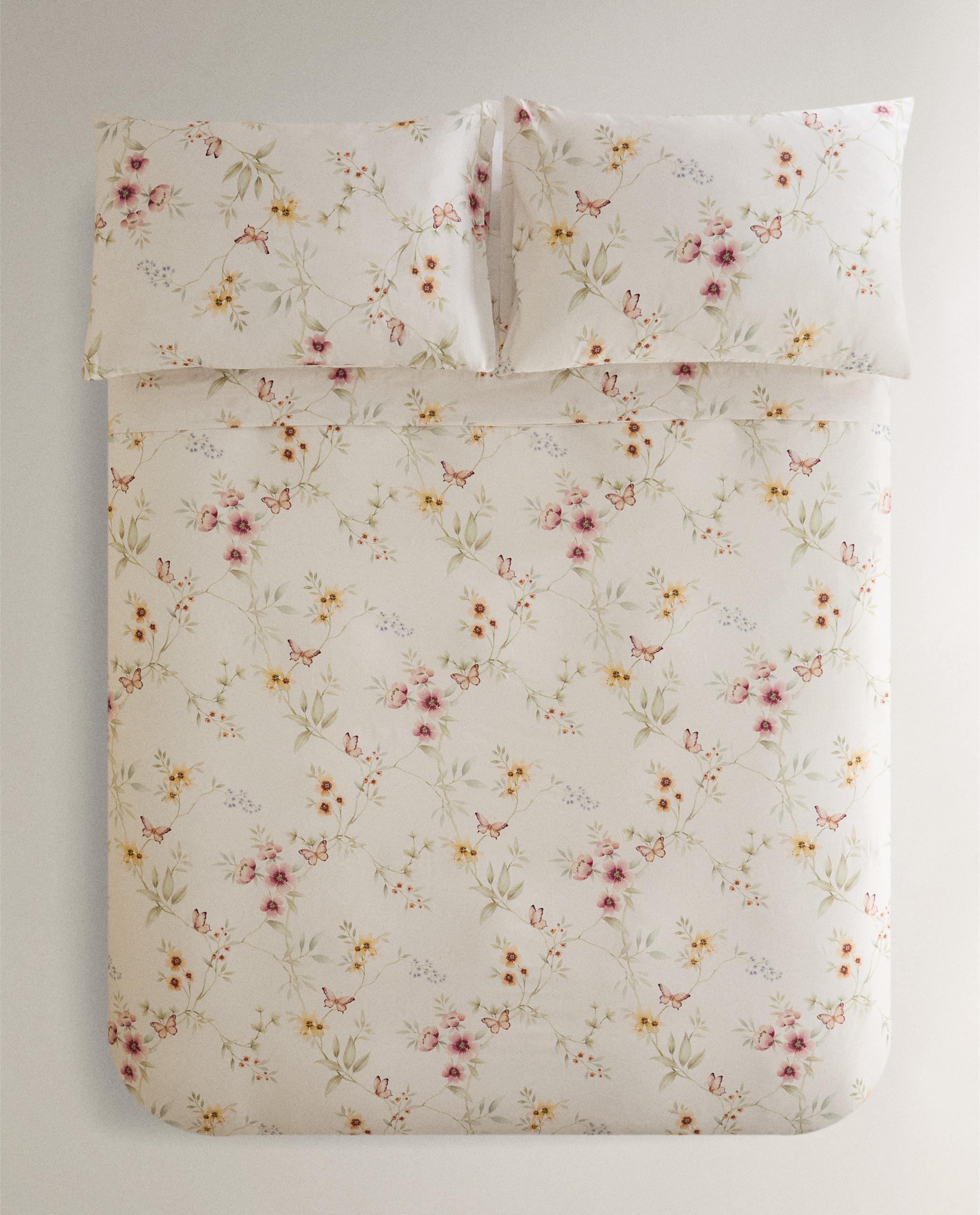 ザラホーム 150×220cm 掛け布団カバー 花柄 フラワープリント サテン デュべカバー | Zara Home 日本/Japan