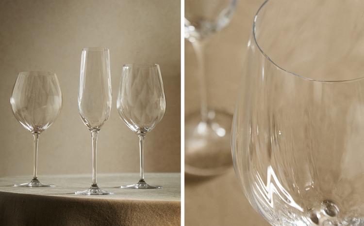 CRYSTALLINE GLASSWARE SET WITH RAISED DESIGN