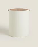 Stylish Metal Bathroom Bin with Wooden Lid | Zara Home