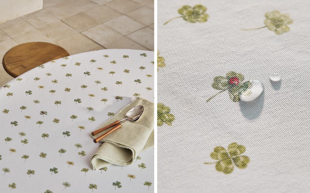 ROUND RESIN-COATED CLOVER TABLECLOTH