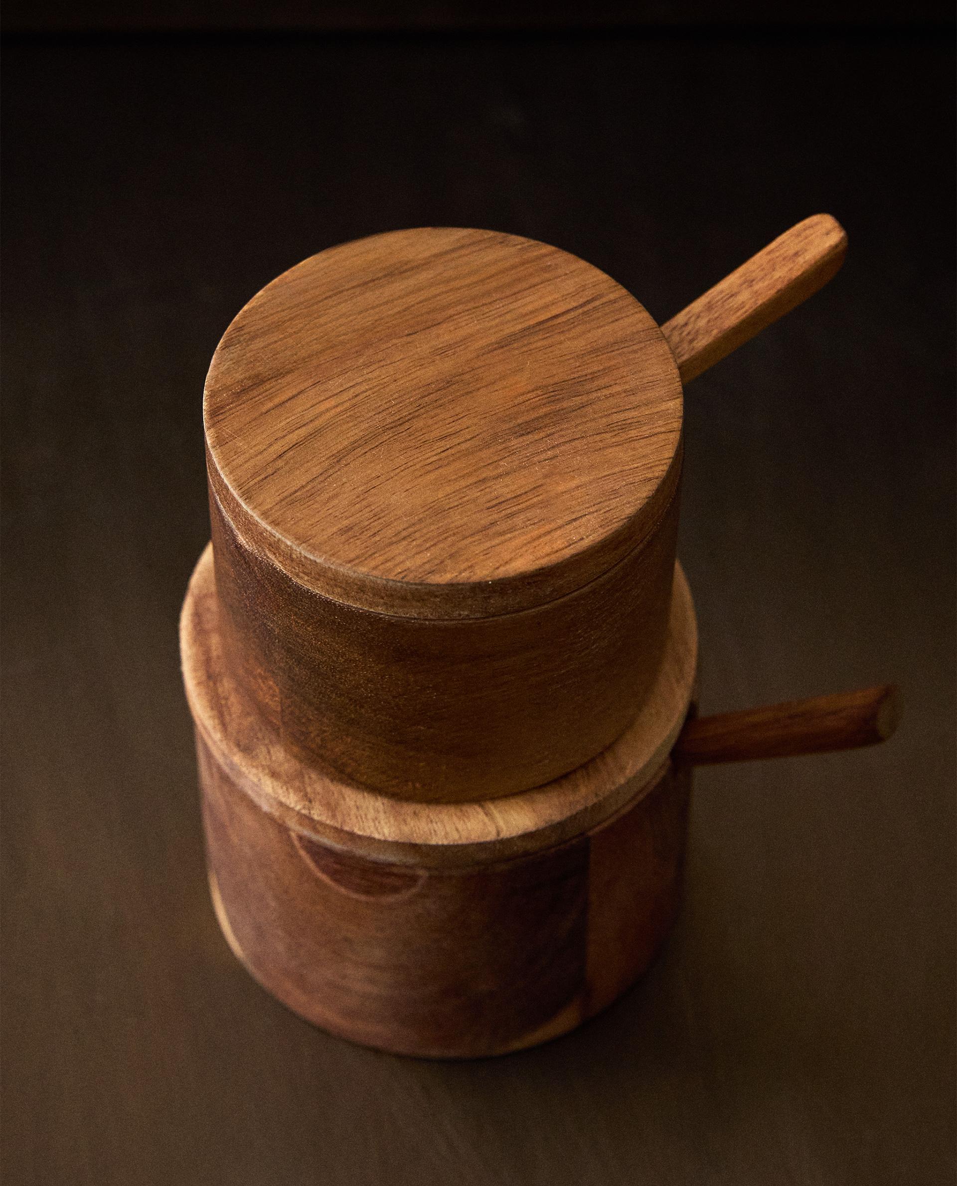 WOODEN SUGAR BOWL WITH SPOON product thumbnail 2