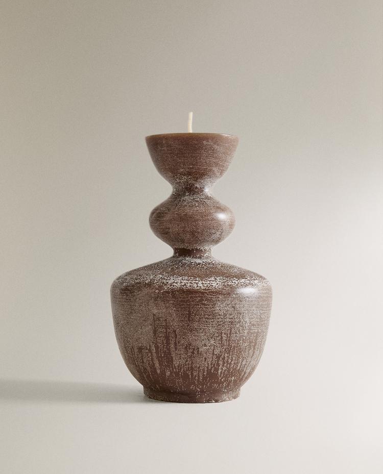 (465 G) BERGAMOT & ROSE, LEATHER SCENTED CANDLESTICK CANDLE