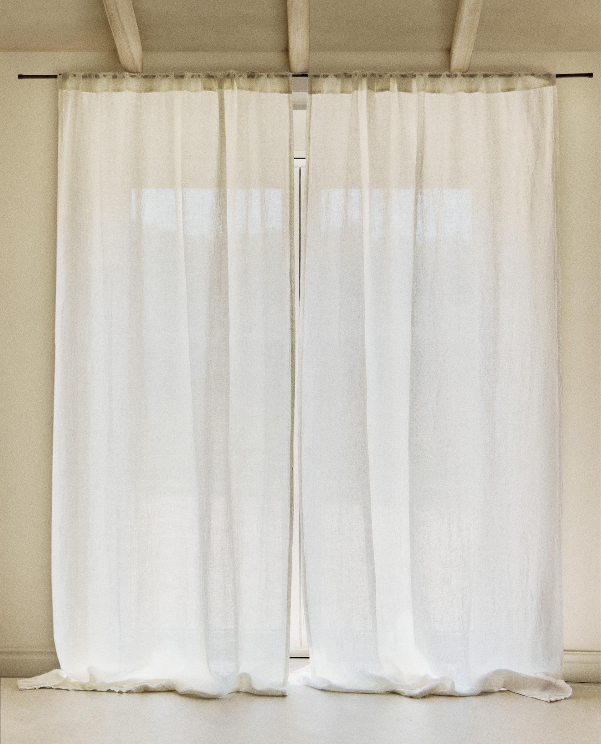 ZARA HOME リネン カーテン135x270 cm 2枚セット 不透明度：高 ホワイトリネン カーテン | Zara Home 日本/Japan